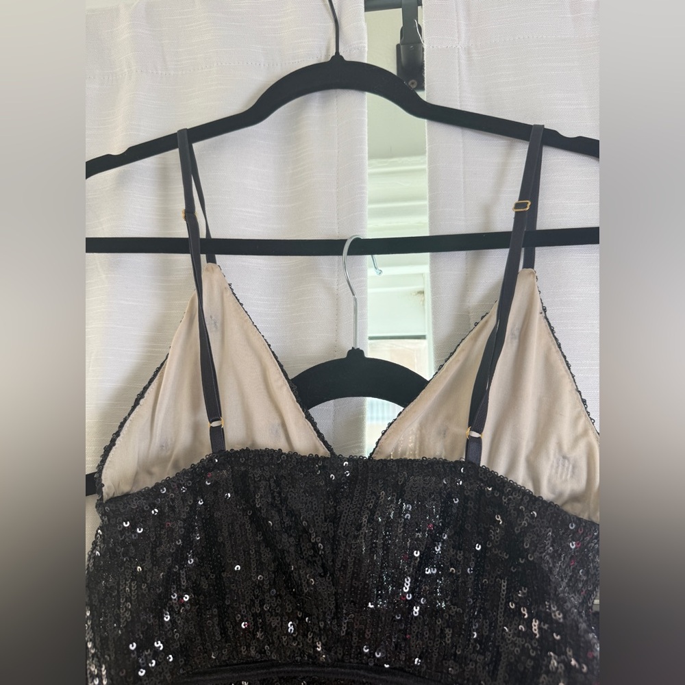 East N West Label Black sequin star crop top & mini skirt set festival | Size M - Picture 16 of 17